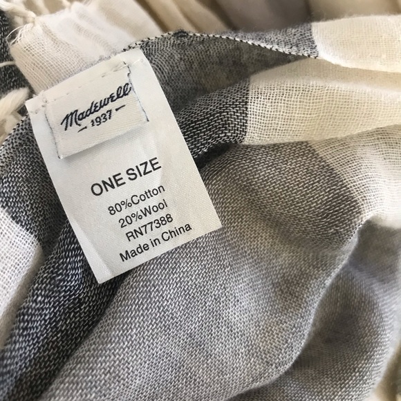 Madewell Scarf / Gauge / Fringe / Cream & Black - Picture 5 of 6